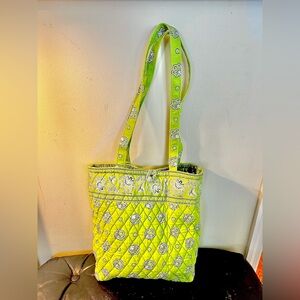Vera Bradley Green Quilted Tote Bag with Geometric Pattern
